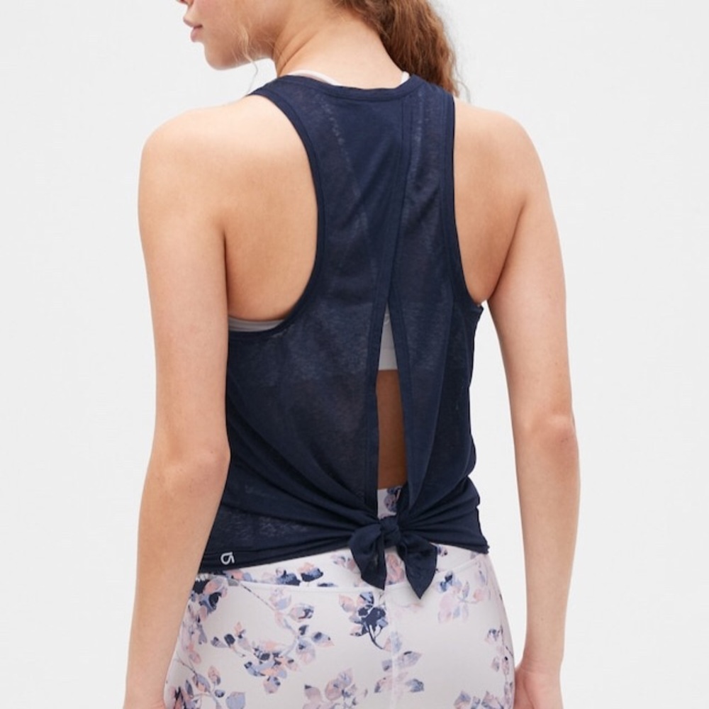 Gapfit tissue tie-back tank top NAVY